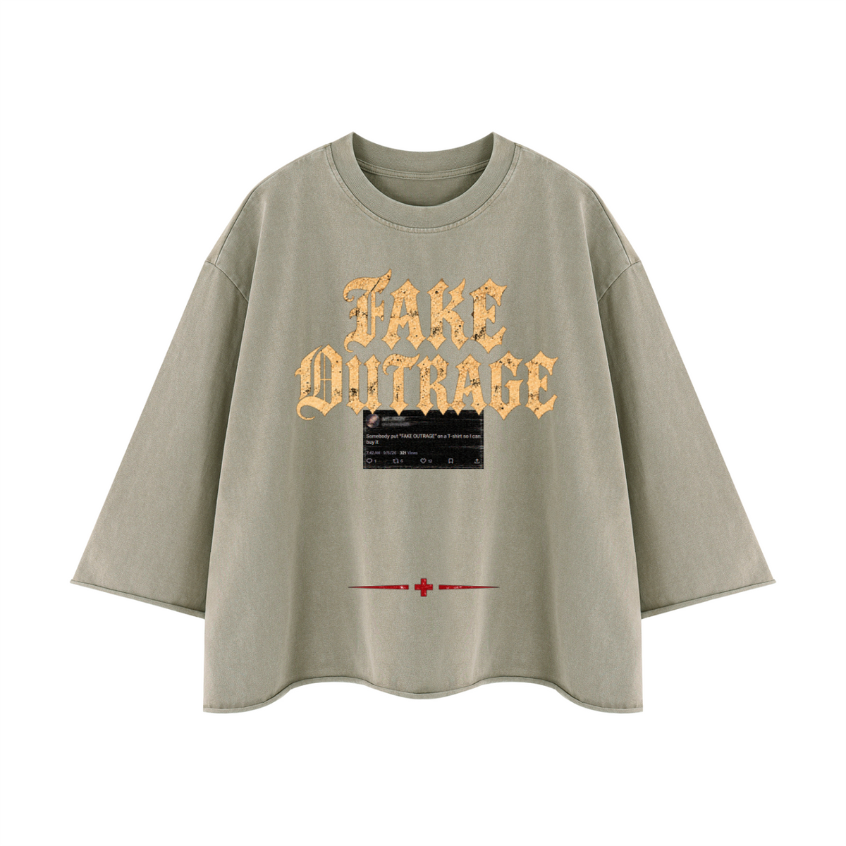 FAKE OUTRAGE - Raw Hem Boxy T-Shirt