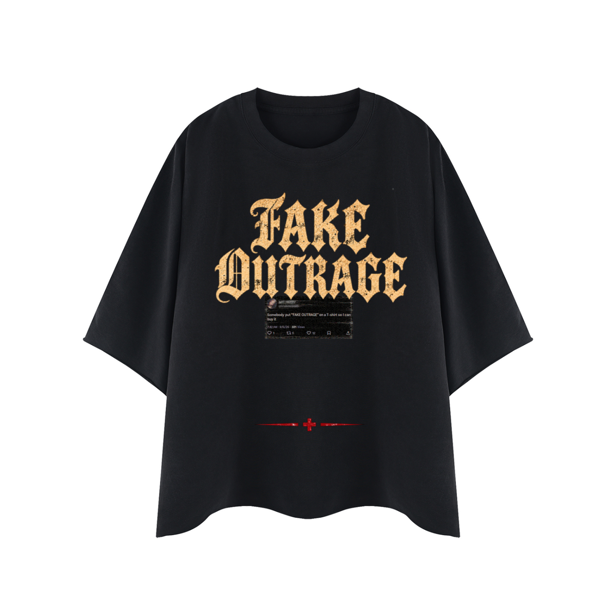 FAKE OUTRAGE - Heavyweight Boxy Raw Edge T-Shirt