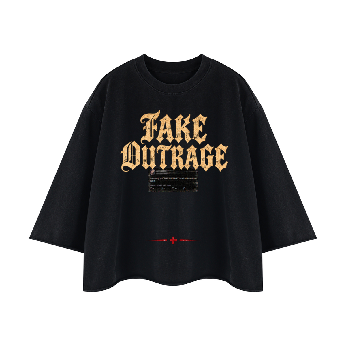 FAKE OUTRAGE - Raw Hem Boxy T-Shirt